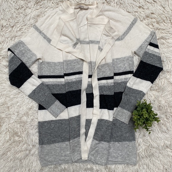 Loft Drape Open Cardigan 💗 Gray & White - Picture 5 of 13